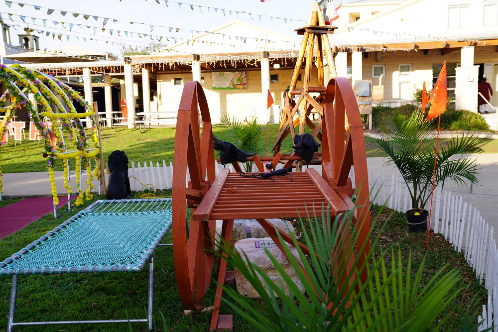 A bullock cart set for Sankranthi festivities in Bay Area California