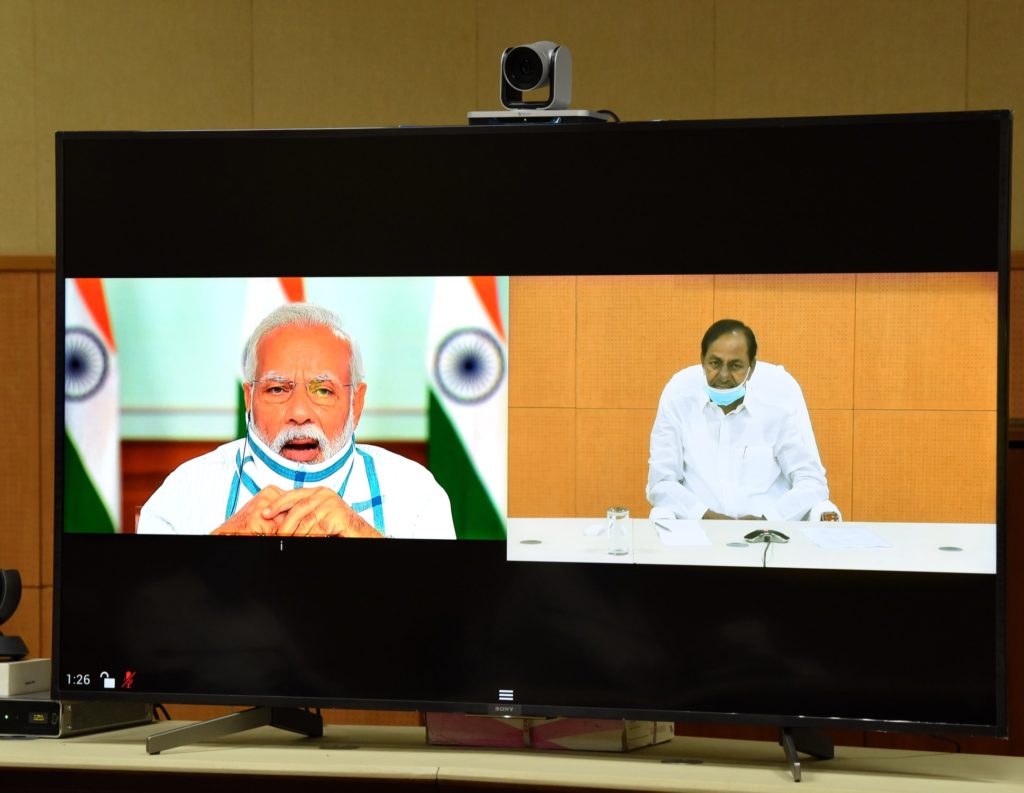 CM KCR and PM Modi in video conference