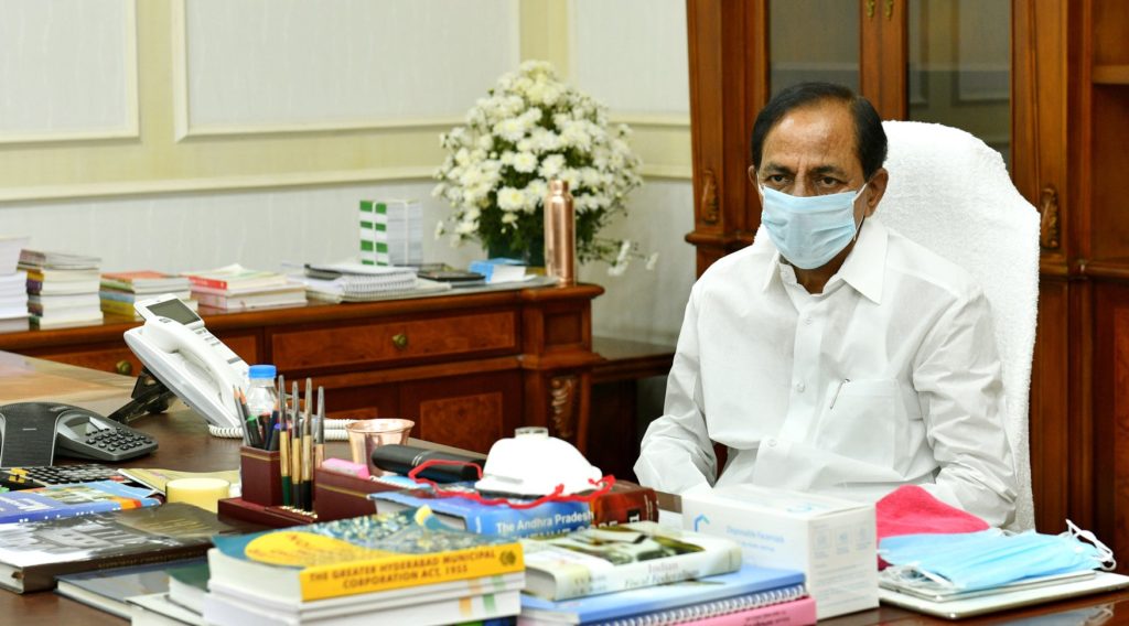 Telangana CM KCR WEARS A MASK