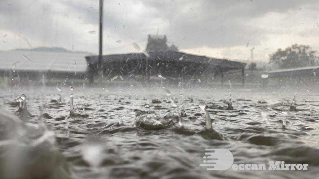 Tirumala temple seen in rain