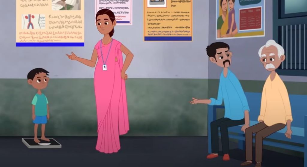 Animated characters in coronavirus awareness video