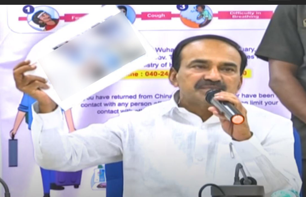 Telangana Health Minister shows photo of coronavirus patient