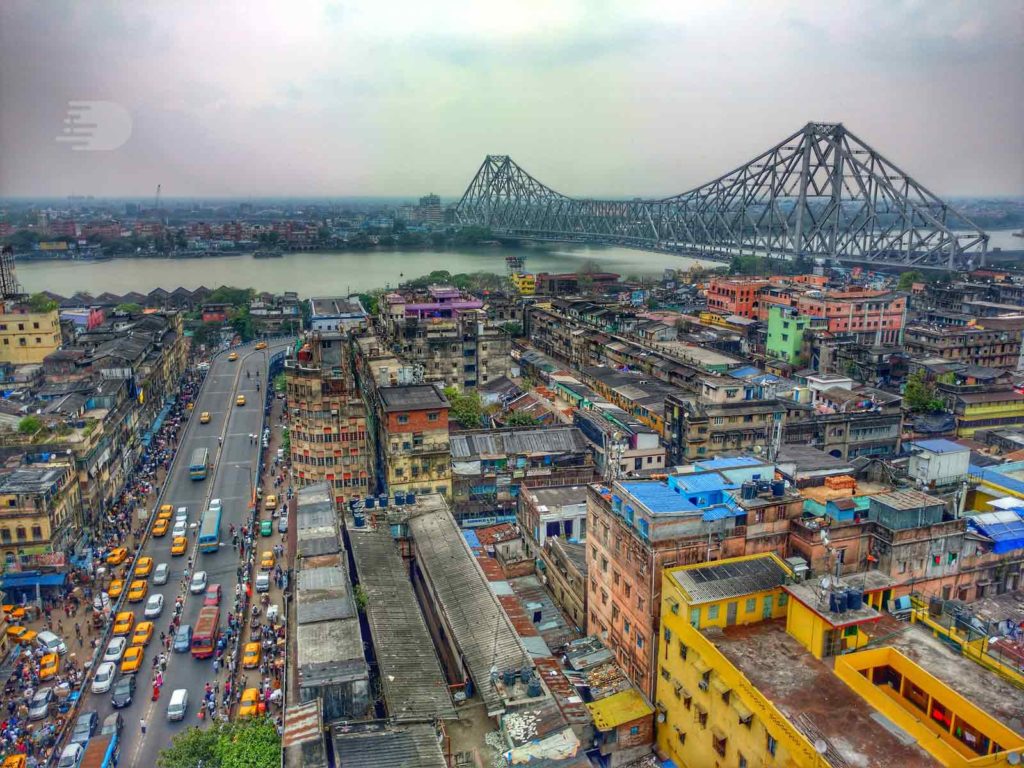 A view of Kolkata city and Howrah Bridge