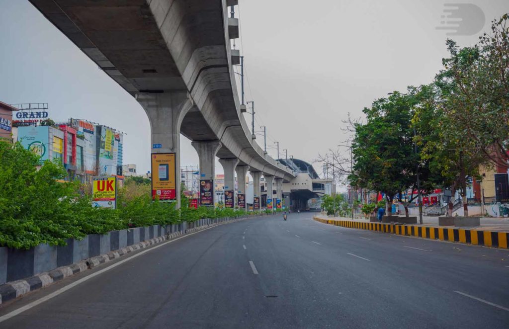 A deserted road in Kothapet Hyderabad