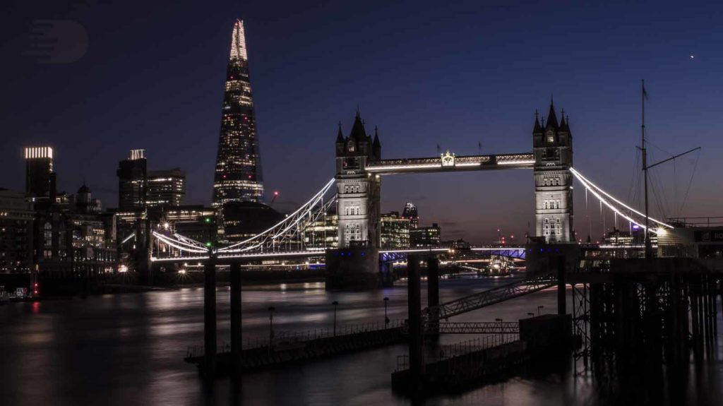 London tower bridge seen at night