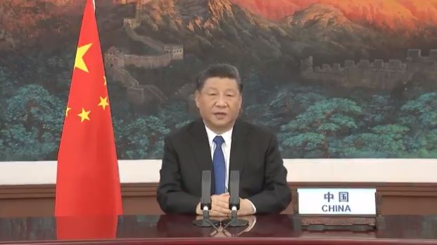 President Xi Jinping of China addressing the World Health Assembly on May 18