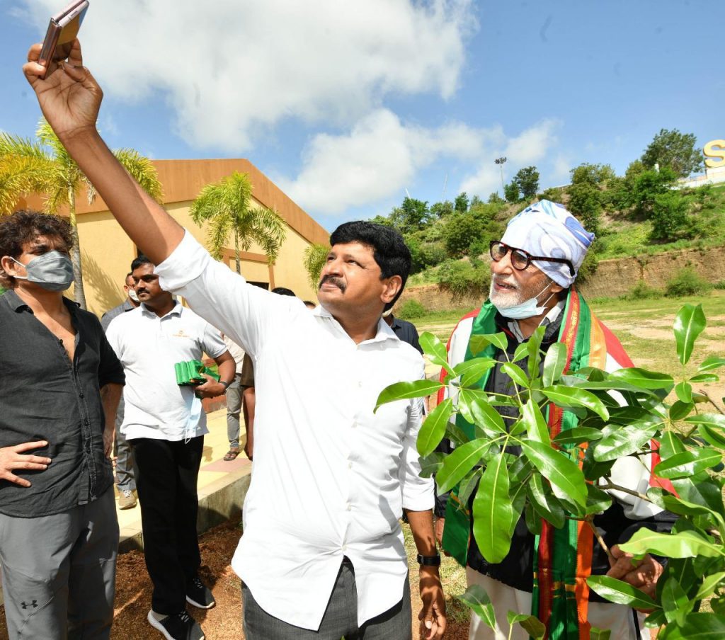MP Santosh Kumar taking a Selfie with Super Star Amitabh Bachchan.