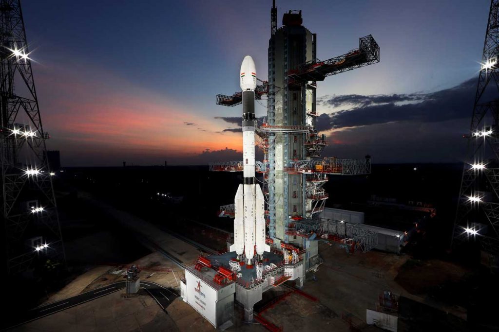GSLV Mark II with EOS 3 Satellite on the night before the launch