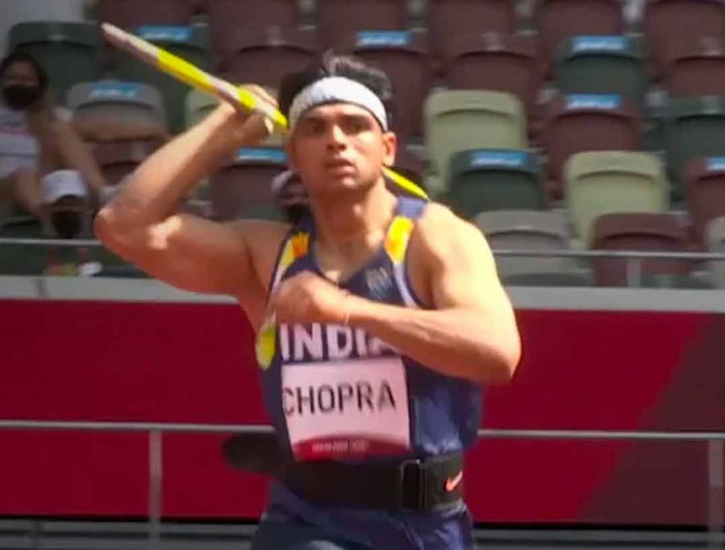 Neeraj Chopra at the Qualifying round of Javelin Throw Tokyo Olympics