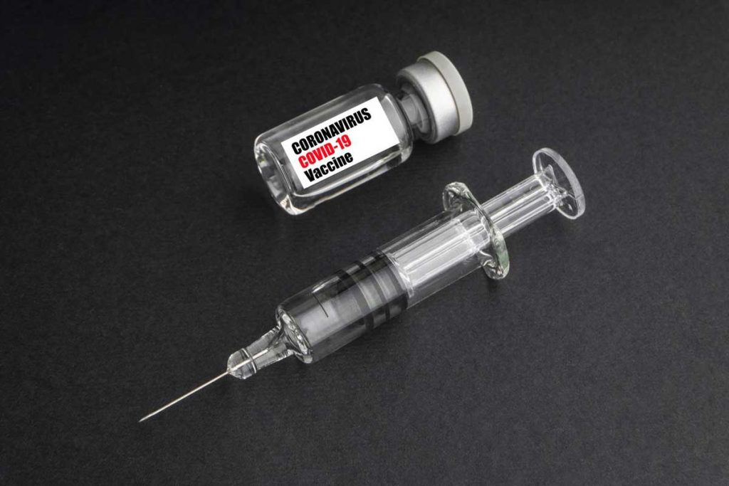 A picture representation of a injection of coronavirus vaccine