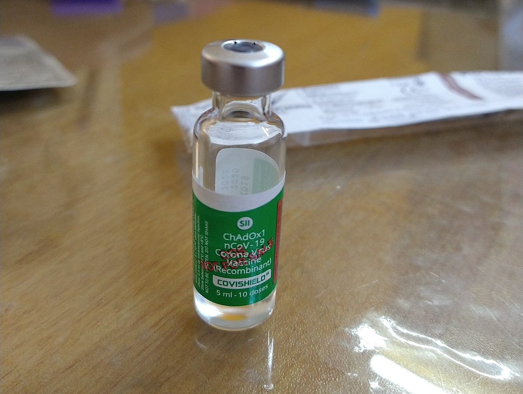 A dose of Covishield Vaccine in a bottle