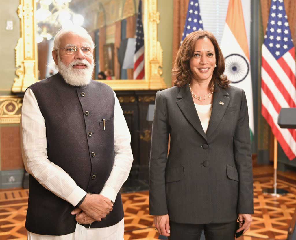 Indian Prime Minister Modi and US Vice President Kamala Harris