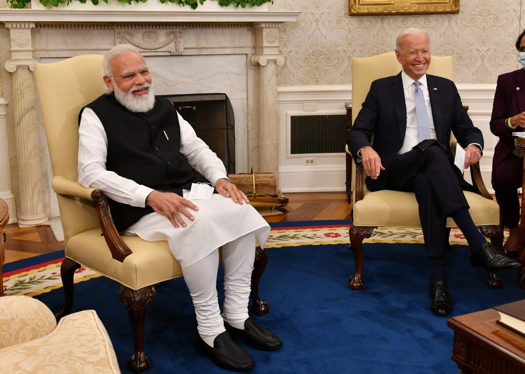 PM Modi and President Biden share a laugh at the White House