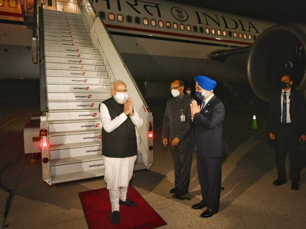 PM Modi arrives in New York to address the United Nations General Assembly in September 2021