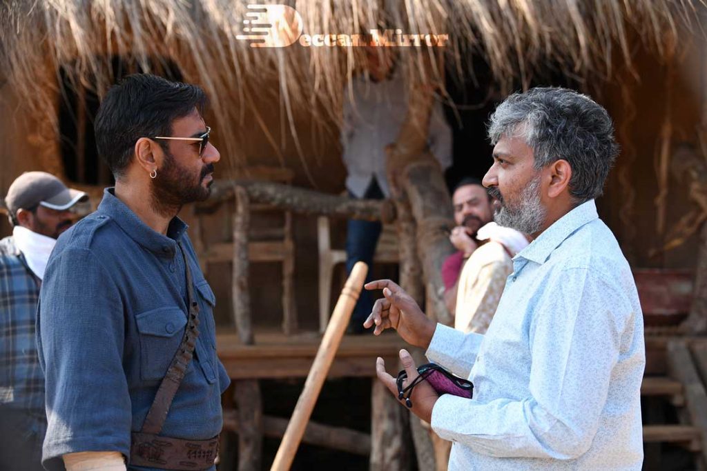 Ajay Devgn and S.S.Rajamouli on the sets of RRR