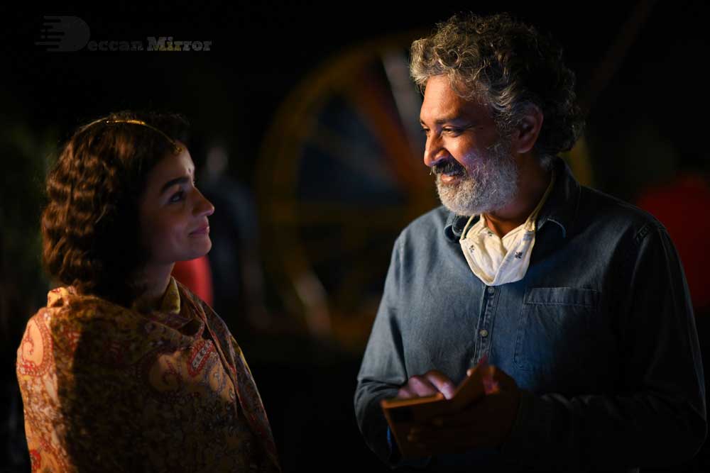 Alia Bhatt and S.S.Rajamouli on the sets of RRR
