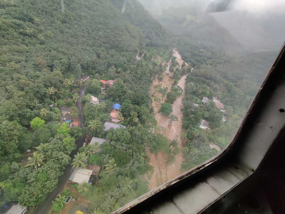 Koottickal town Kottayam during the heavy rains in Kerala in October 2021