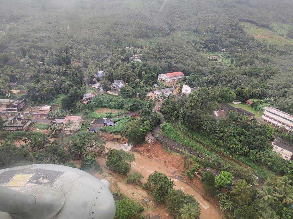 Koottickal town Kottayam during the heavy rains in Kerala in October 2021