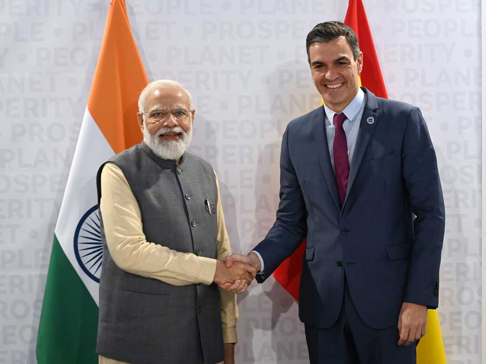PM Modi with Spanish Prime Minister Pedro Sanchez