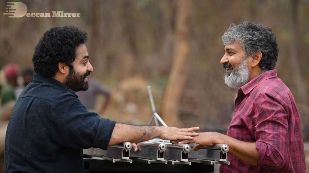 Jr NTR and S.S.Rajamouli on the sets of RRR