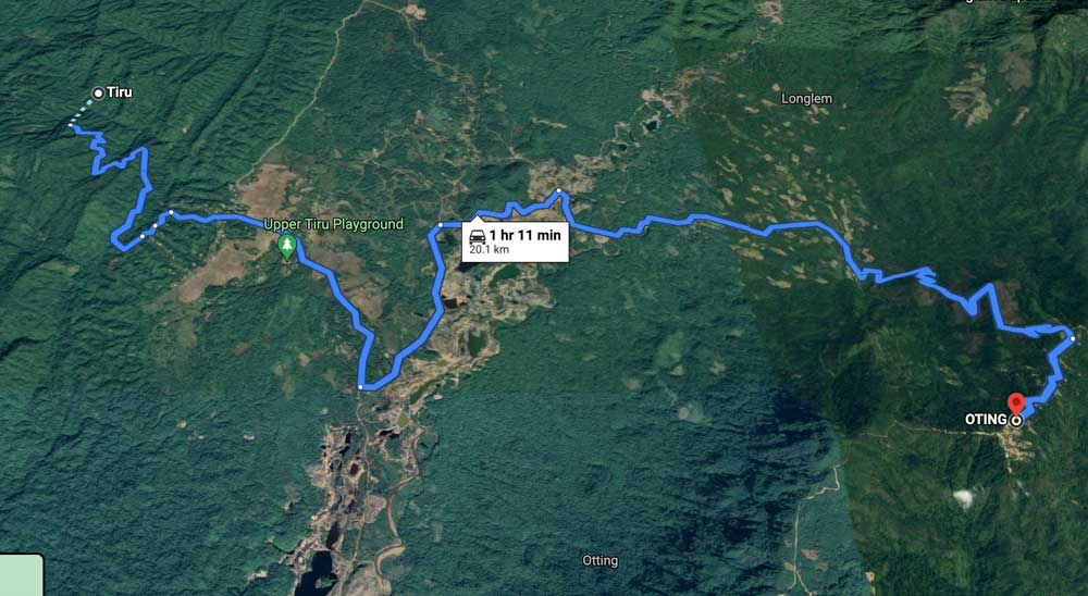 Tiru to Oting in Nagaland