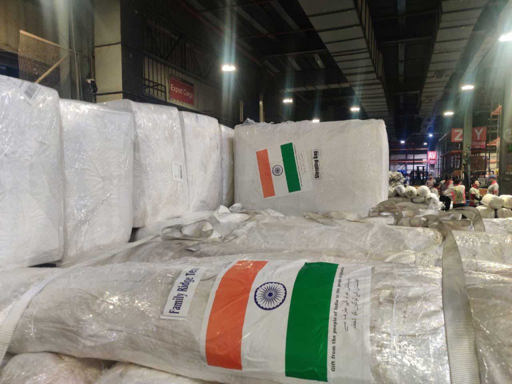 Indian relief material being sent to Afghanistan