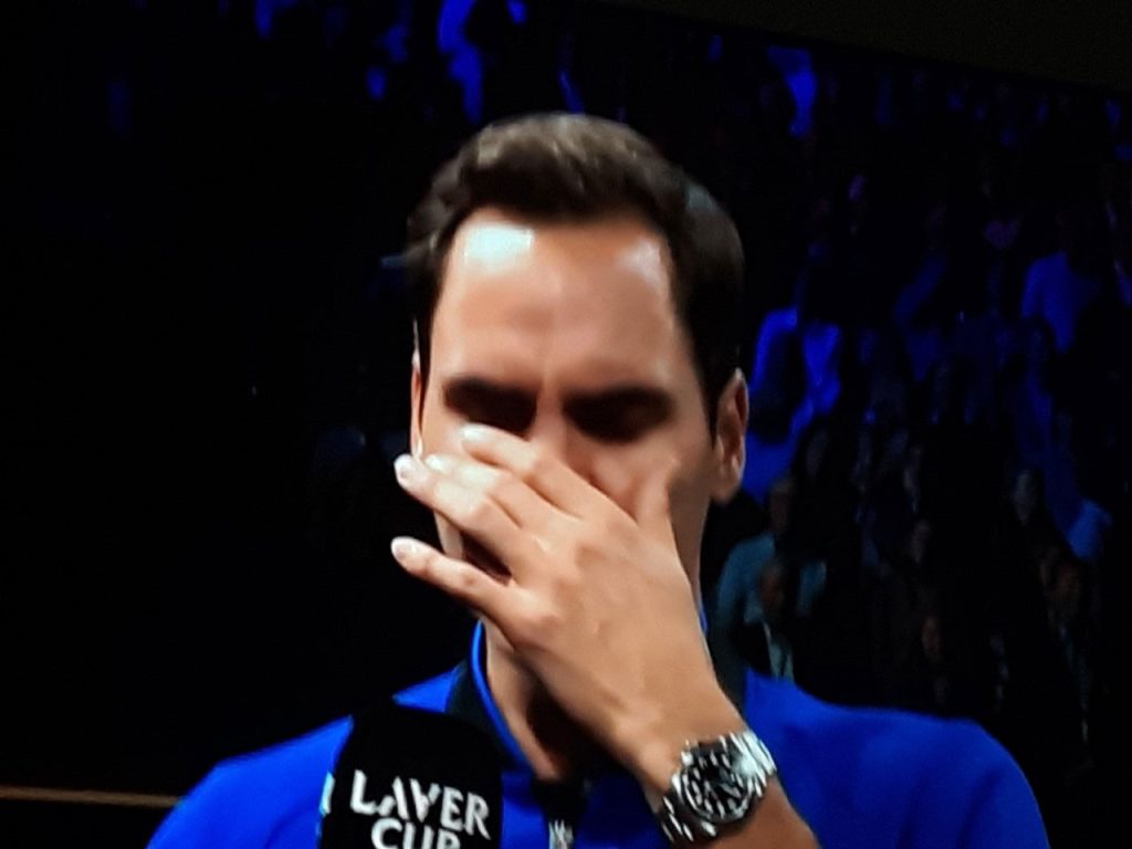 Roger Federer gets emotional at the Laver Cup