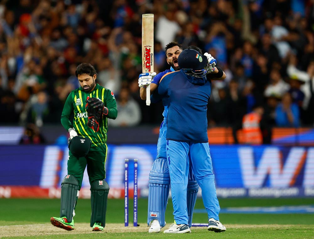 Virat Kohli celebrates after defeating Pakistan in T20 World Cup