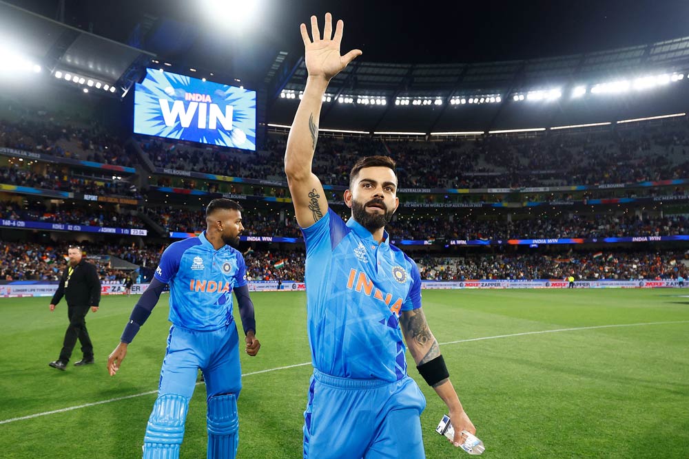 Virat Kohli celebrates after defeating Pakistan in T20 World Cup