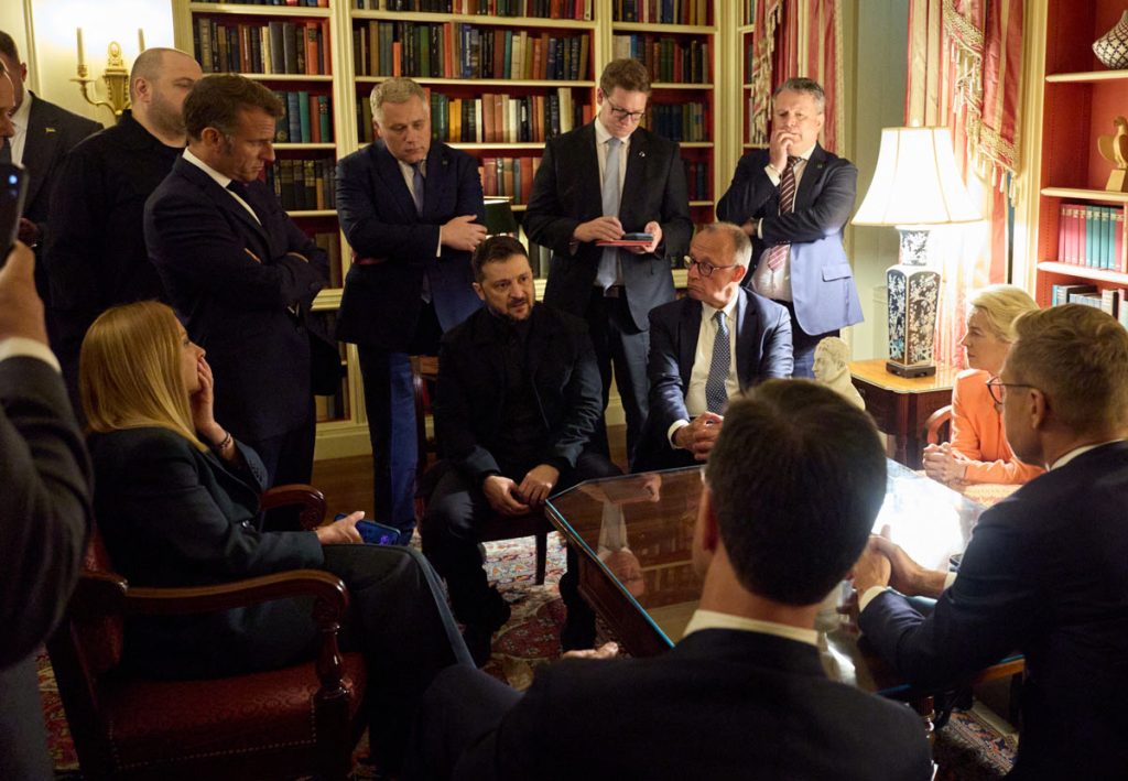 Ukrainian President Zelenskyy with world leaders in the US