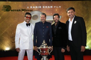 83 movie premiere held in Mumbai attended by cricketers Kapil Dev and Srikanth