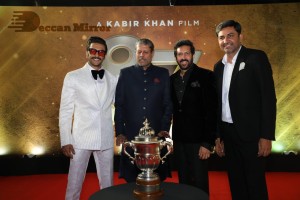 83 movie premiere held in Mumbai attended by cricketers Kapil Dev and Srikanth