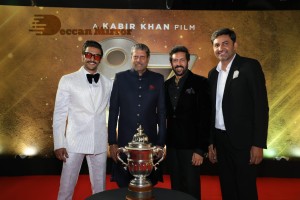 83 movie premiere held in Mumbai attended by cricketers Kapil Dev and Srikanth