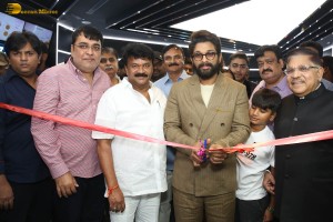 The Launch of AAA Cinemas by Allu Arjun, along with Allu Aravind, Sunil Narang, and Talasani Srinivas Yadav