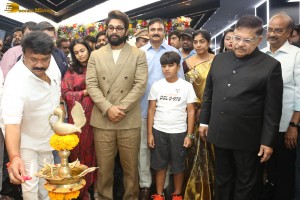 The Launch of AAA Cinemas by Allu Arjun, along with Allu Aravind, Sunil Narang, and Talasani Srinivas Yadav