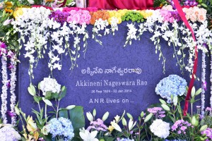 Akkineni Nageswara Rao Statue Inauguration attended by Nagarjuna, Amala, Naga Chaitanya, Akhil, Mahesh Babu, Ram Charan, Nani, and Venkiah Naidu