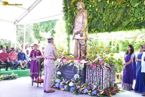 Akkineni Nageswara Rao Statue Inauguration attended by Nagarjuna, Amala, Naga Chaitanya, Akhil, Mahesh Babu, Ram Charan, Nani, and Venkiah Naidu