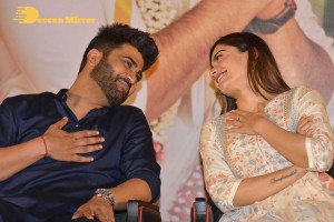 Rashmika Mandanna and Sharwanand at March 5 Press Meet of the movie Aadavallu Meeku Johaarlu