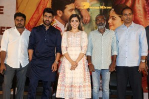 Rashmika Mandanna and Sharwanand at March 5 Press Meet of the movie Aadavallu Meeku Johaarlu
