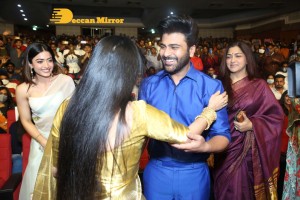 Sai Pallavi, Keerthy Suresh, Rashmika and Khushbu at the pre-release function of Aadavallu Meeku Johaarlu