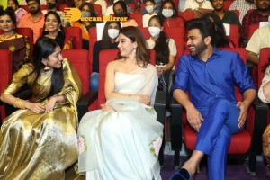 Sai Pallavi, Keerthy Suresh, Rashmika and Khushbu at the pre-release function of Aadavallu Meeku Johaarlu
