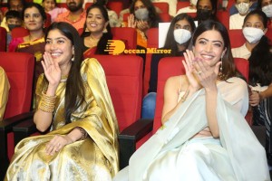 Sai Pallavi, Keerthy Suresh, Rashmika and Khushbu at the pre-release function of Aadavallu Meeku Johaarlu