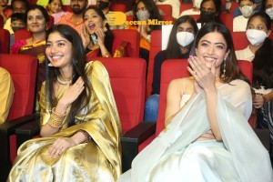 Sai Pallavi, Keerthy Suresh, Rashmika and Khushbu at the pre-release function of Aadavallu Meeku Johaarlu