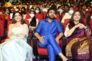 Sai Pallavi, Keerthy Suresh, Rashmika and Khushbu at the pre-release function of Aadavallu Meeku Johaarlu