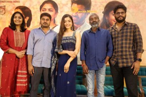 Pictures of Aadavallu Meeku Johaarlu Pre-Release Press Meet - attended by Rashmika Mandanna, Jhansi and others.