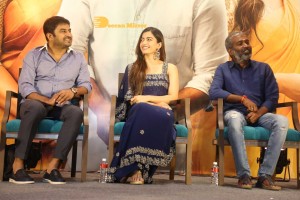 Pictures of Aadavallu Meeku Johaarlu Pre-Release Press Meet - attended by Rashmika Mandanna, Jhansi and others.