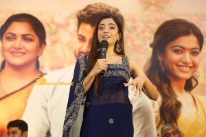 Pictures of Aadavallu Meeku Johaarlu Pre-Release Press Meet - attended by Rashmika Mandanna, Jhansi and others.