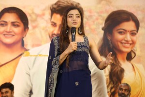 Pictures of Aadavallu Meeku Johaarlu Pre-Release Press Meet - attended by Rashmika Mandanna, Jhansi and others.