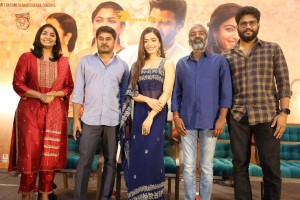 Pictures of Aadavallu Meeku Johaarlu Pre-Release Press Meet - attended by Rashmika Mandanna, Jhansi and others.