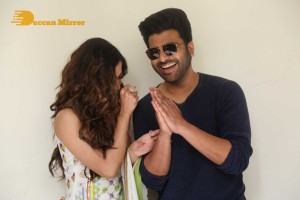 Press Meet of Telugu Movie Aadavallu Meeku Joharlu attended by actors Sharwanand and Rashmika